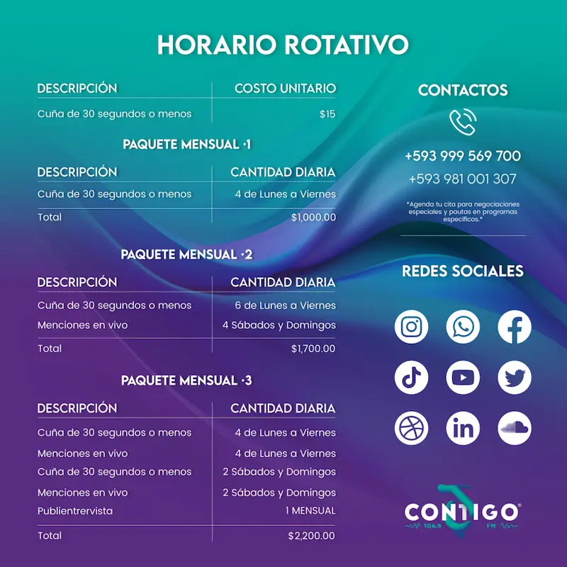 contigo fm, anuncia y tus productos y servicios serán loa mas conocidos